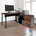 Computer Desk Office Work Study Table Workstation Shelf Storage Bookcase Oak