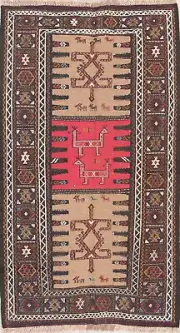 Geometric Tribal Kilim Hand-woven Runner Rug Traditional Oriental 3'x6' Carpet