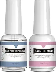 [TOMICCA] 2 * 15ML Nail Dehydrator and Primer Set, Gel Nail Polish Nail Primer and Nail Dehydrator, Acid Free Superior Protein Bonding, Fast Air Dry For Gel Polish and Acrylic Powder