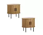 Set of 2 Bedside Tables Side End Tables 2-Tier Storage Cabinet