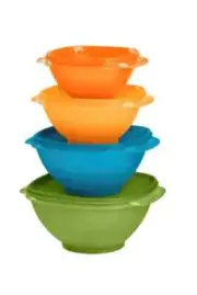 Tupperware Servalier Bowls Set X4 Serving Mixing Classic Green Harvest Gold