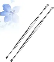 COOLHIYA 2pcs Stainless Steel Double-Ended Spiral Ear Spoon Ear Cleaner Tool for Wax Removal Easy to Clean and Portable for Home Use