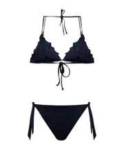 floral-appliqué bikini set 2B Black