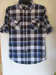 NWT Boy's Ditch Plains Long Sleeve SHIRT, Navy, Black, White Casual Sz M 8