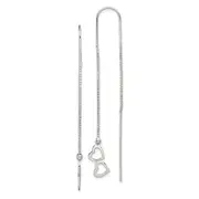 Sterling Silver Polished Double Heart Threader Earrings