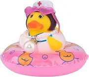 wonuu Car Rubber Duck Car Duck Decoration Dashboard Car Ornament for Car Dashboard Decoration Accessories with Mini Swim Ring Necklace and Sunglasses, A_Nurse Duck_Pink Swim_Heart Glasses_Big Pearl