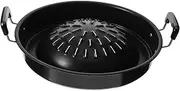 Zerodeko Thai Korean BBQ Grill Pan, Smoke Steak Grill Charcoal Pans, Iron Barbecue Grill Toppers Barbecue Grill Plates for Shabu Vegetable Egg Pork Beef Meat Garlics