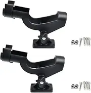 ZONADA Pack of 2 Fishing Rod Holder 360 Degree Adjustable Rotation Base Screws with 2 Mounting for Boat Kayak Fishing Boat Accessories for Attaching to Boat Rails Adjustable Fishing Rod Rack