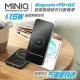 【MINIQ】15W磁吸式Magsafe/自帶立架/雙孔無線 急速快充行動電源(台灣製造) 白色