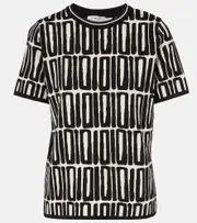 ['S Max Mara] 'S Max Mara Ramo printed cotton top UK 14 black