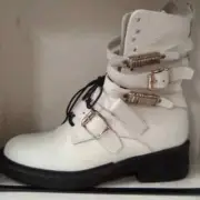 DKNY Razor White Buckle Bootie Size 8