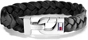 [Tommy Hilfiger] Men's Jewelry Leather Thick Braided Bracelet, Inner Circumference 190 mm, Leather, no gemstone