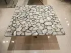 30"x30" Natural White Agate Gemstone Center Sofa & Cafeteria Table Furniture Dec
