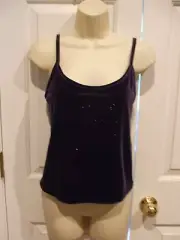 NWT CASUAL CORNER PURPLE VELVET SPARKLE SLEEVELESS TOP SIZE SMALL