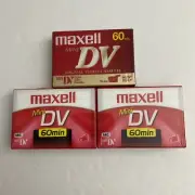 x3 Maxell Mini DV 60 Minute Cassette Tape - New Sealed DVM60SE