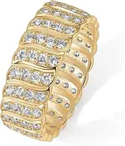 [PAVOI] 14K Gold Plated Chunky Ring | Cubic Zirconia Stackable Rings | Chunky Wide Band for Women