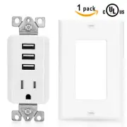 SenQ UL USB Outlet Multi Port Receptacle Charger Plug Wall Plate Sockets Outlets