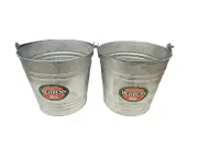 2 Behrens Galvanized Hot Dipped Pail Bucket Steel 14 Qt Cleaning Water Mop Trash