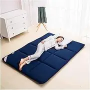 Floor Mattress, Japanese Tatami Portable Roll Up Mattress Thick Folding Sleeping Bed Pad for Student Dormitory Bed(Blue,180x200cm)