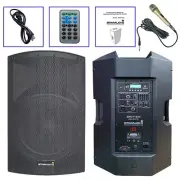 15" Powered 2-Way Audio TWS Bluetooth Speaker W/ Metal Dynamic Wired Microphone