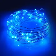 Blue 2M Battery Operated Lights Micro Silver Wire Waterproof Fairy Xmas Party Wedding