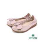 【GREEN PINE】圓頭蝴蝶結鬆緊平底鞋粉紅色(00708036)