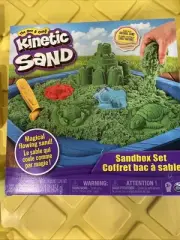 Kinetic Sand, Sandbox Playset with Green Sand & Molds, for Ages 3 and up