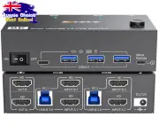 8K Dual Monitor KVM Switch HDMI 8K@60Hz 4K@144Hz, 2 Computers, USB 3.0 HUB