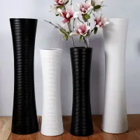在飛比找樂天市場購物網優惠-陶瓷現代時尚簡約落地客廳干花絹花大號中式創意擺件白色花器花瓶