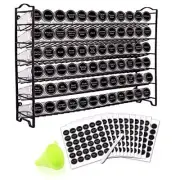 Spice Rack Organizer with 72 Empty Square Spice Jars, 340 Spice Labels with