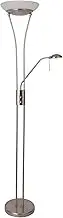 Lexi Lighting Reed 18W+5W LED Mother and Child Floor Lamp, 2 Lights with Built-in Bulbs, Dimmable, Antique Brass Metal Base, Bowl-Shaped Glass Shade, Classy Reading and Task Lights, Ambient Lighting