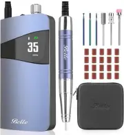 Belle Nail Drill Professional, 35000RPM Cordless - Silver Open Box