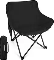 Outdoor Chairs,Portable Lightweight Folding Moon Round Chair Compact Beach Chairs for Camping, Travel, Beach, Picnic, Festival, BBQ,Hiking, Backpacking (Black)