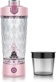 Problend One-Touch Shaker–Smooth Protein Mix Anywhere, Electric Protein Shaker Bottle With Powder Box, Usb Rechargeable Water Mixing Cup, for Shakes and Meal for Gym Sport (Pink)