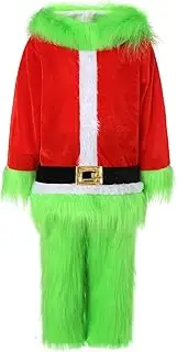 [ZINTAOZT] Toddler Kid Boy Girl Green Furry Monster Costume Hooded Santa Claus Christmas Cosplay Clothes Halloween Party Outfit