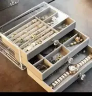 Velvet Acrylic Jewelry Organizer 3 Drawers Stackable Storage Display Case