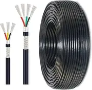 100FT 3/4-Core 16~28 Gauge 3/4Conductor Shielded Wire Electrical Line 16AWG~28AWG Tinned Copper Core PVC Cable UL Certified for Outdoor Lighting Household Appliances(3-Core,22AWG)