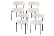 Costway 4pcs Lamb wool dining chairs Upholstered Bar Stool Set Counter Height Barstool w/Round Seat White