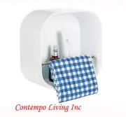 12" x 12" Stone Resin Solid Surface Matte Bathroom Wall Shelf With Towel Rack