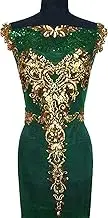 Lace Applique，Embroidered Appliques， Sequin Lace Fabric Tassel Mesh Noble Embroidered Wedding Gown Applique Patch for Dress Decor DIY(Green)