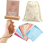 Yungyan New Mom Gifts Set - 20 Pregnancy and Birth Affirmation Cards, Engraved Labor Comb, Canvas Storage Bag for Positive Encouragement