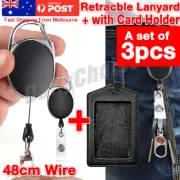 3x Retractable Id Badge Lanyard opal card holder business security Pass Key Ring