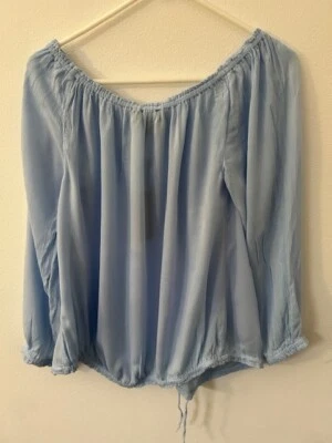 NWT Tommy Hilfiger women's peasant top blue size small rayon lightweight