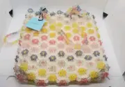New Bohemian Cynthia Rowley Fun Flower Beaded Clear Daisy canvas bag 12 x 12 “