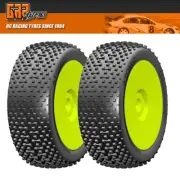 NEW GRP 1:8 Buggy ATOMIC X ExtraSoft Mounted Tires w/YEL Wheel F/R FREE US SHIP