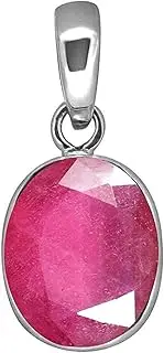 [Akshita gems] 100% Certified 3.25 Ratti Deluxe Quality Natural Natural Ruby Manik Ashtadhatu Silver Plated Pendant/Locket Gemstone by Lab Certified(Top AAA+) Quality, Loose Gemstone, Ruby