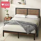 Kai Bamboo Metal Platform Bed Frame + Headboard – Double Size, Easy Assembly