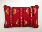 13"x20" Wool & Black Suede Leather SW Pattern Pillow made w/Pendleton® Fabric