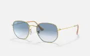 Ray-Ban RB3548N 001/30 51-21 Hexagonal Sunglasses - Gold/Silver Flash