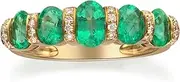 [Gin & Grace] Women's 14K Yellow Gold Natural Zambian Emerald Ring With Natural Diamonds Oval-Cut Emerald Ring (SC3684R-EM-P)